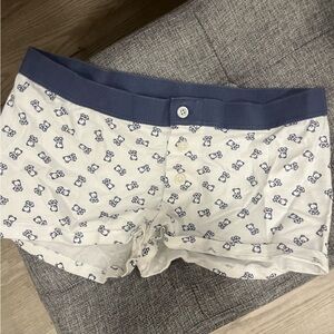 John Galt/ Brandy Melville blue and white teddy bear pj shorts